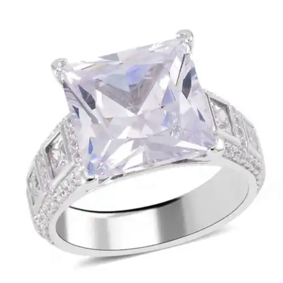 Lustro Stella Finest CZ Ring in Platinum over Sterling Silver.  NWT - Picture 2 of 10